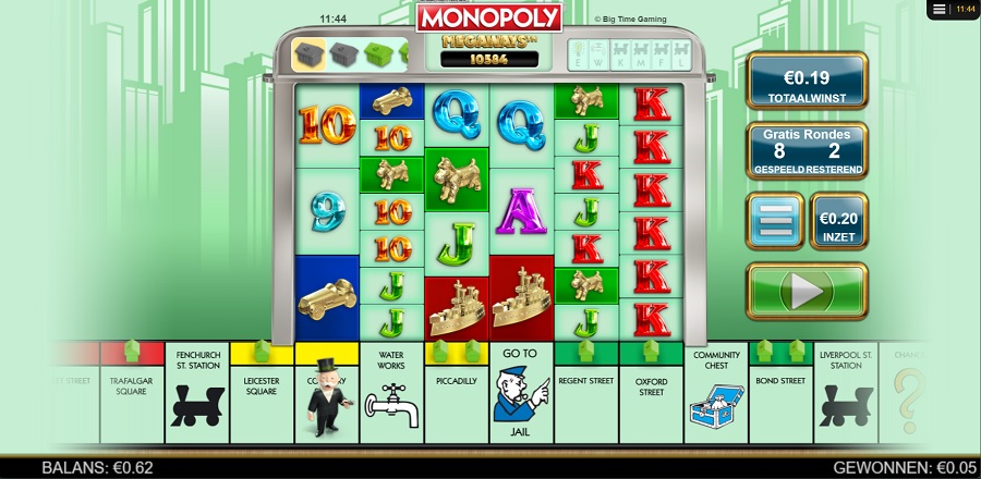 10 Gratis Spins Monopoly Megaways